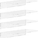Weiai Clear Acrylic Shelves 12 Inch, Floating Wall Mounted Shelf for Wall Storage, Set of 4