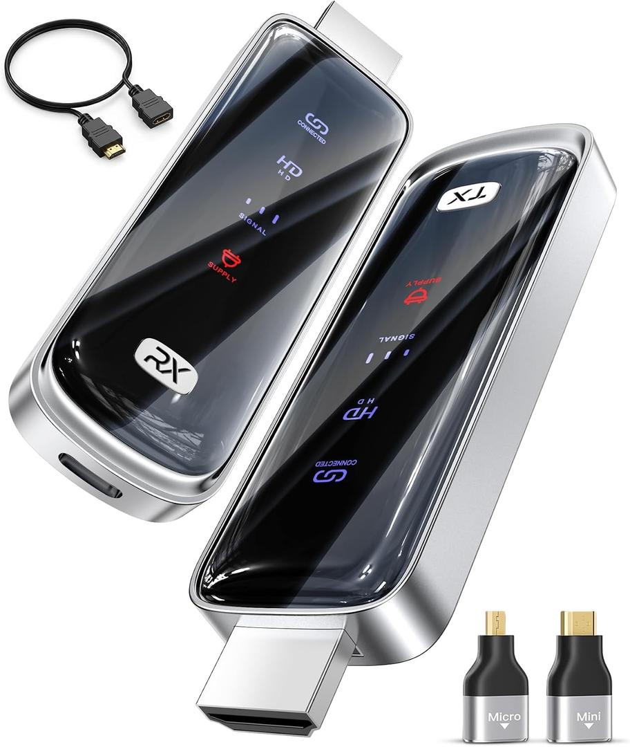 Wireless hdmi Transmitter and Receiver 328FT/100M4K Decode Plug & Play Portable 5G+2.4G Wireless Display Adapter Extender Kit for Video and Audio to Monitor from PC/Projector