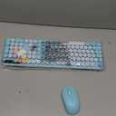 Wireless Keyboard and Mouse Combo, Full-Size Retro Typewriter Keyboard with Detachable Wrist Rest, Round Keycaps, Sleep Mode & Tilt Legs, 2.4GHz Cordless Connection for Windows/PC (Robin Egg Blue)