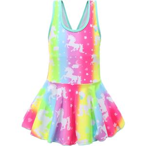Girls One Piece Unicorn Swimsuit Mermaid Swimwear Rainbow Bathing Suit, Size: 5-6 Years