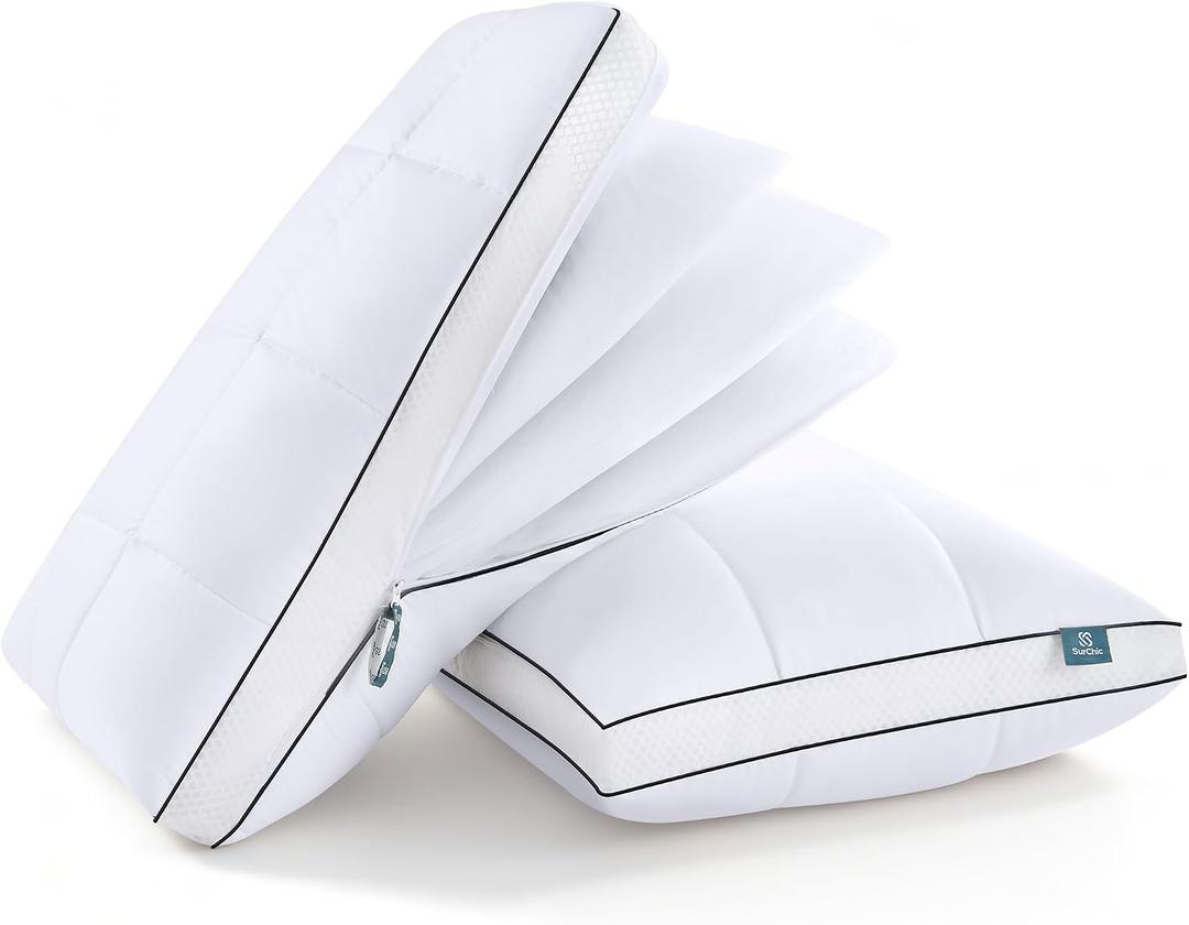 Luxury Adjustable Pillows Standard Size Set of 2 for Side Sleepers, Dual Layer Adjust Height Soft Firm Cooling Bed Pillow for Back, Stomach or Side Sleepers - Hotel Collection