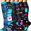 Compression Socks for Women & Men 7 Pairs is Best Supportive Knee High Stockings for Circulation, Travel, Nurses