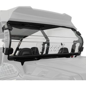 KEMIMOTO 2-IN-1 Clear Rear Vented Windshield Compatible with 2023+ CFMOTO ZForce 950/800 Trail G2, Pre-Installed Rubber Strip Hard-Coated PC Block UV with Ventilation