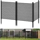 3 Pack Privacy Fence Panels for Outside, 48" h x 106" w No-Dig Metal Garden Fencing, Rustproof Decorative Panels for AC Cover, Pool & Trash Can Enclosures, Yard & Flower Bed Border, Easy Install