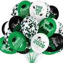 2026 Green & Black Graduation Decorations Set -  Graduation Grad Latex Balloons with Ribbons, Congrats Grad Caps for College & High School Party Supplies