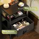 Huuger Night Stand Set of 2, Nightstand with 2 Drawers, Bed Side Table with Open Shelf, Wooden Top, End Table, Fabric Drawer, for Bedroom, Black (11.8"D x 15.7"W x 23.6"H)