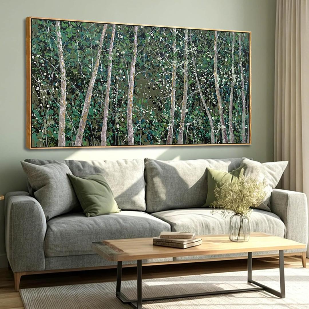 CHUDANHAO Green forest Wall Art Nature Landscape Pictures for Living Room Bedroom Decor Tree Wall Decor Woodland Scenery Canvas Prints Artwork Home Decoration 24"x48"