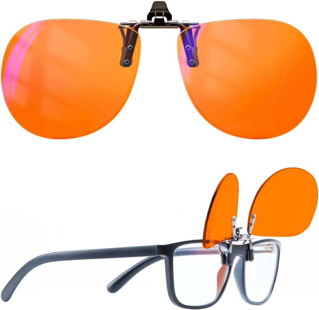 Goiteia Orange Blue Light Blocking Glasses Clip on for Migraine-Gaming Glasses for Eyes Strain/Light Sensitive-Help to Sleep