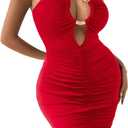 Floerns Women's Cut Out Strapless Tube Dresses Snake Linked Party Bodycon Mini Dress (Red), Small 