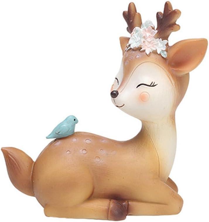 Resin Fawn Doe Figurines Toys, Cute Deer Cake Toppers Statues Baby Shower Birthday Wedding Party Decor