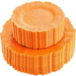 SUT 60PCS Orange Plates - Heavy Duty Orange Plastic Plates Disposable for Party - Include 30PCS 10inchDinner Platos and 30PCS 7inch Dessert Platos