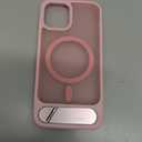 Asuwish Phone Case for iPhone 15 6.1 inch, Compatible with Magsafe Magnetic, Tempered Glass Screen Protector, Folding Stand Shockproof Protective Cell Cover i Phone15 i15 15Case Women Men Pink