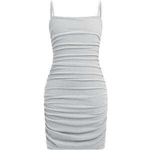 IBAKOM Teen Girl Formal Shiny Ruched Bodycon Dress Tween School Dance Homecoming Tight Dress Junior Graduation Outfits (11-12Y)