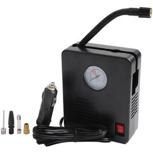 Portable Car Air Pump for Tire Inflation Up to 100 PSI with LED Light, 3 Nozzles & Fuse – Compact ABS Tire Inflator for Cars, Bikes, Balls, and Inflatables (Black)