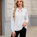 Blooming Jelly Womens Lace Long Sleeve Tops Tie Front Lined Dressy Blouse Fall Fashion Trendy Elegant Business Casual Outfit (Yellow, L)