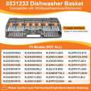 UPGRADED 8531233 WP8531233 Dishwasher Silverware Basket For Whirlpool Kenmore Kitchenaid Dishwasher Silverware Basket Replacement Kitchen Aid Dishwasher Utensil Basket Universal Holder Dishwasher Rack