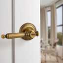 1 Pack Antique Brass Door Lever Privacy Antique Door Handle Door Lever Bedroom and Bathroom Zinc Alloy