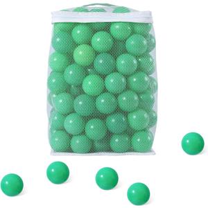 Ball Pit Balls for Kids, Plastic Refill 2.2 Inch Balls, 100 Pack, Bright Colors, Phthalate and BPA Free, Includes a Reusable Storage Bag with Zipper (Green)
