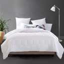 EVOLIVE All Season Pre Washed Soft Microfiber White Goose Down Alternative Comforter with Box Stitching (White, Twin)