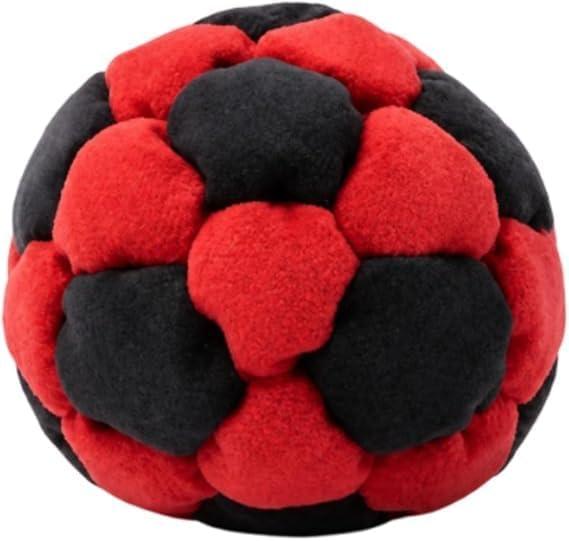 Soccer Hackys Footbag SacksSoft Plush Footbags for Adults,Durable Fleece Juggling Balls,for Foot Coordination Training, Stress Relief,Outdoor Play, Party Favors, Red Black