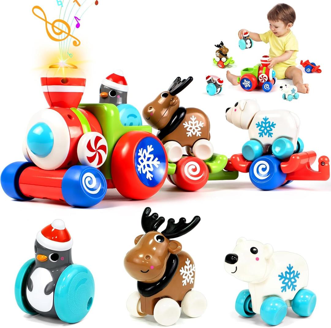 Marstone Baby Toys for 1 Year Old Boys and Girls Gifts, Train Car Set for Toddlers 1-2, Push Animal Car Toys for 12-18 Months, Learning Train Toy for Toddlers 1 2+ Yr Old Birthday Xmas Gift