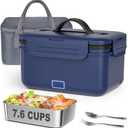 Vingud Cordless Electric Lunch Box for Adults, 1.8L Rechargeable Heated Lunch Box Food Warmer, Portable Self Heating for Men's/Office/Car, Electric Portable Battery Powered Valentine's Gift (Blue+Black)