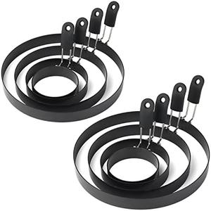 Egg Rings 8 Packs Stainless Steel Pancake Molds And Egg Ring Set Nonstick Round Egg And Omelet Molds for Frying Eggs And Muffins (Set of 8)