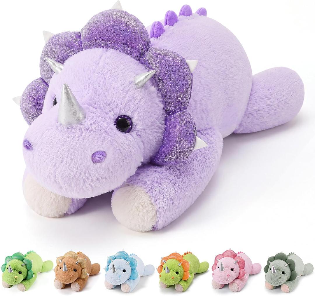 gnomantic Dinosaur Weighted Stuffed Animals, Plush Pillow for Kids, Medium