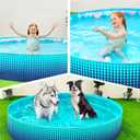 Jasonwell Foldable Dog Kiddie Pool - Hard Plastic Kids Paddling Pool Toddler Baby Swimming Pools for Backyard Collapsible Whelping Box Pet Doggie Cats Wading Pools Bathtub for Puppy Large Dogs 40In,G