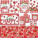 Fourluoo 10 Pcs Strawberry Kitchen Dish Towels Rugs Oven Mitts and Pot Holders Set Farmhouse Kitchen Decor Set for Women Mom Daughter Gift Cooking Baking Grilling (Red and White)