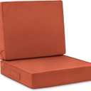 Favoyard Deep Seat Patio Cushion Set 24 x 24 Inch Waterproof Outdoor Chair Cushions for Patio Furniture with Fade Resistant and Removable Cover with Handle & Adjustable Straps for Patio, Yard, Garden (Spice)