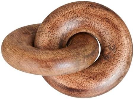 Housewarming Gifts Table Decor 2 Knot Coffee Table Decor Home Console Decor Items Book Shelf Decor Accents Living Room Wood Knot Decor Chain Link Wedding, (Burnt Wood)