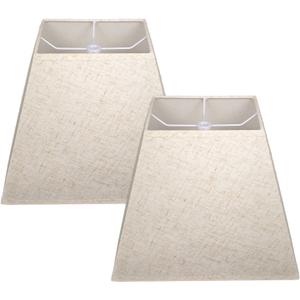 Linen Rectangular Lamp Shades Set of 2, No Assembly Required Lampshade 5" x 6.5" Top, 8" x12" Bottom, 10" High, Replacement Lamp Shades for Table Lamps, Floor Lamps, Metal Spider Fitter