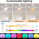 3 in 1 Ceiling Fan Light with RGB, Bluetooth Smart Ceiling Fans with Speaker, RGB, Remote, 20.5 RGB Music Ceiling Fan Light for Family, Bedroom, Living Room