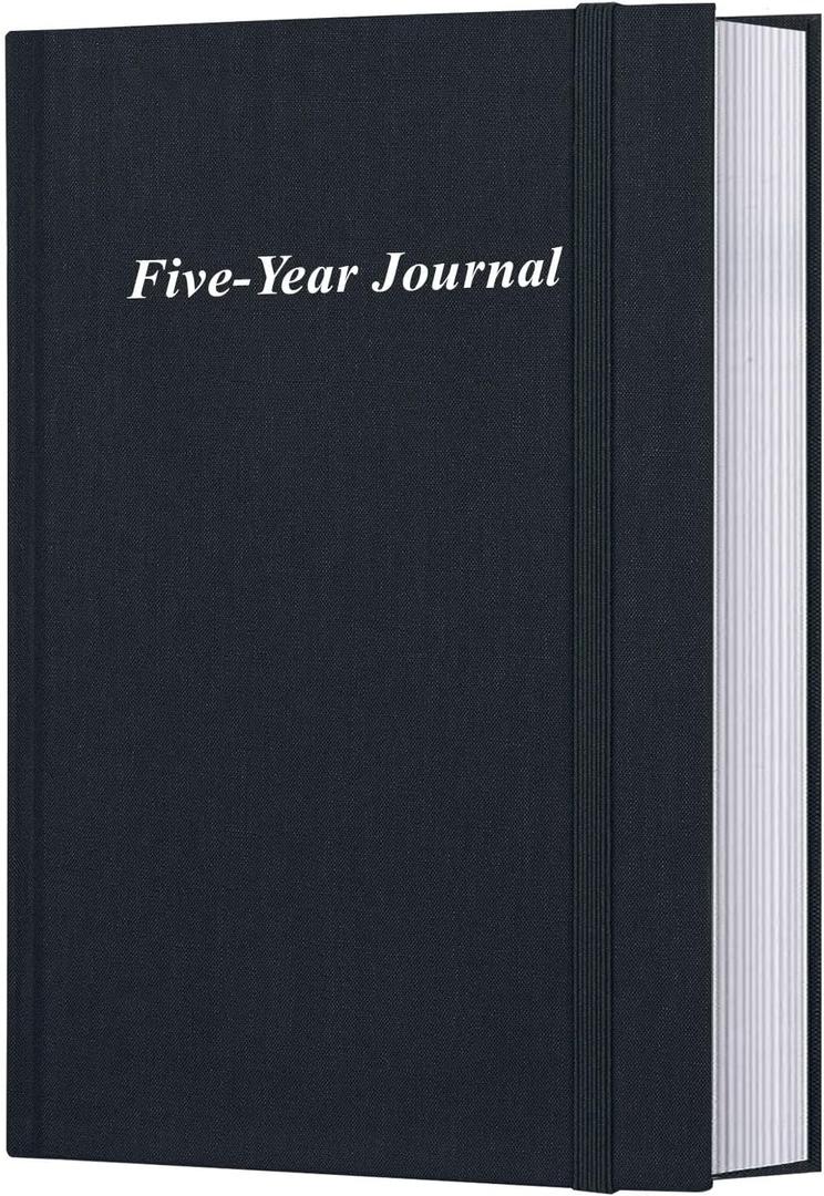 Hard Cover 5 Year Journal | The Easiest to Use Five Year Journal | Quick and Easy Five Year Memory Notebook | 5.8'' x8.3'', Black