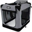 EliteField 3-Door Folding Soft Dog Crate with Carrying Bag and Fleece Bed, Indoor & Outdoor Pet Home (36" L x 24" W x 28" H, Light Gray)
