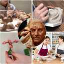 3 x HARFINGTON 5pcs Clay Sculpting Tool, 5 Size Clay Sculpting Shaper Rubber Tip Shaping Pen Silicone Brushes Shaping Carving Tool for Ceramic Sculpture Polymer Clay, Gray