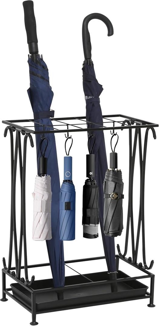 Umbrella Stand Indoor Entryway, Umbrella Holder Outdoor, Umbrella Rack, Metal, Black