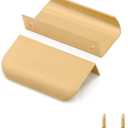Edge Finger Pull,Concealed Kitchen Cabinet Handle,Top Mount Flat Cabinet Pulls for Cupboard Door Drawer 6814 (4, Brushed Brass, 3.15/80MM Overall Length)