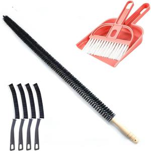 7 Pack Dryer Vent Cleaner KitDustpan and Brush SetHard Bristle Crevice Cleaning Brush Flexible Dryer Lint Brush Cleaner 29.5 inch ; Essential Cleaning Brush Set for Home
