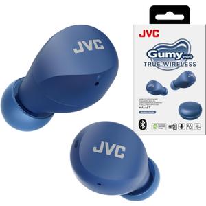 JVC Compact and Lightweight Gumy Mini True Wireless Earbuds Headphones, Long Battery Life (up to 23 Hours), Sound with Neodymium Magnet Driver, Water Resistance (IPX4) - HAA6TA (Blue)