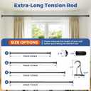 Tension Curtain Rods 51-122 Inch(5-10 Ft),Long Tension Rods No Drilling,Heavy Duty tension rod for Bathroom Windows Room Divider Outdoor Patio,Easy Install,Never Rust,Diameter 1.26 In-Black