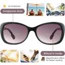 JM Bifocal Reading Sunglasses for Women Fashion Square Gradient Sun Readers Outdoor Reading Glasses UV400 Protection (+3.5)