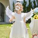 Arshiner Toddler Lace Tutu Dresses Ruffle Sleeve 3 Layers Tulle Flower Wedding Birthday Summer Little Girls Dress (White), 110