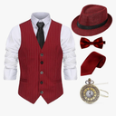 Gionforsy 1920s Mens Costume Gatsby Gangster Costume Accessories Set 20s Hat Bow Tie