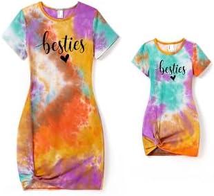 PATPAT Mommy and Me Matching Beach T Shirt Dresses:Short-Sleeve T-Shirt Dresses Vacation Outfits, S