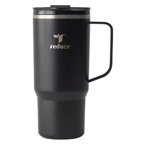 REDUCE 24 oz Hot1 Vacuum Insulated Mug for Hot Tea, Coffee and Other Hot Drinks - With Flo-Motion Lid and Handle, Single-Serve and Cupholder Friendly, Keeps Drinks Hot for up to 8 Hrs, Black