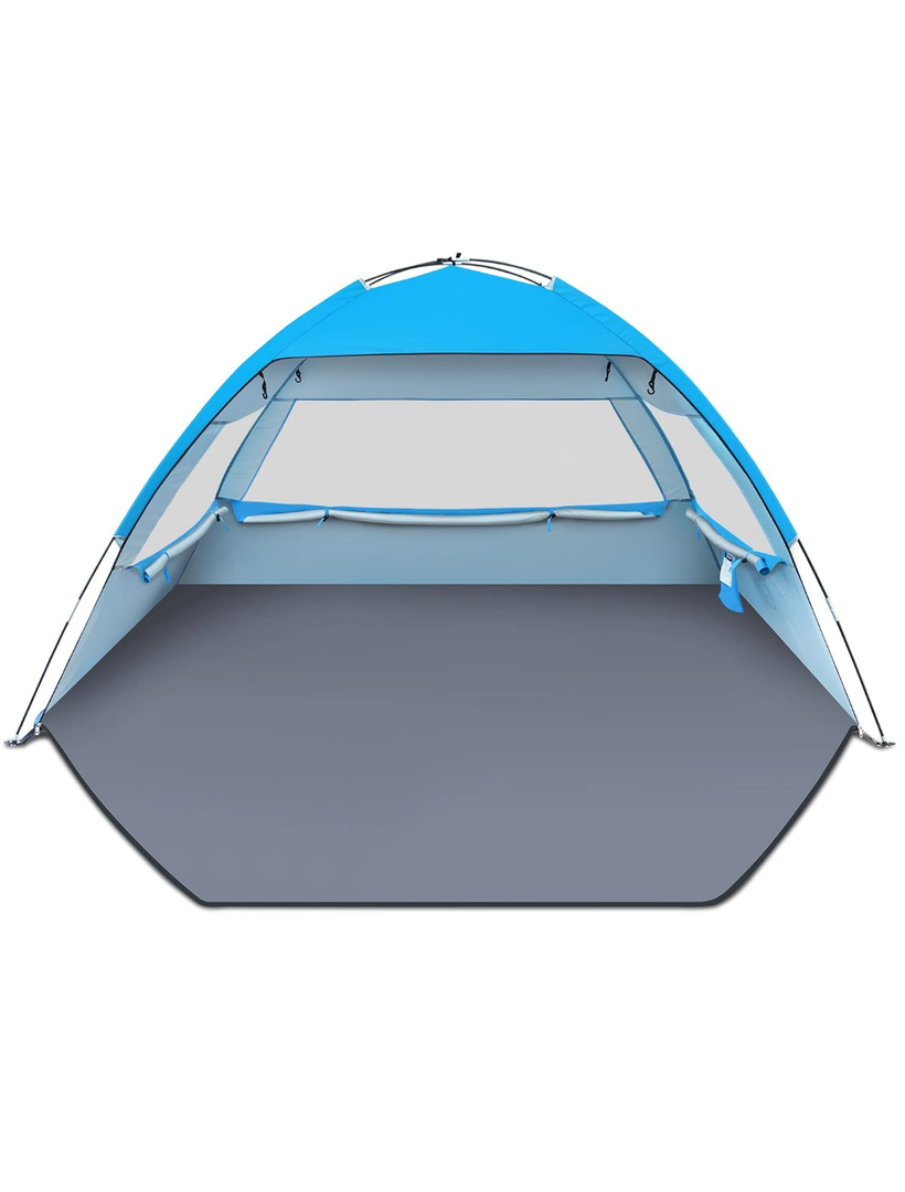 Gorich Beach Tent Sun Shelter for 3 Person with UPF 50＋ UV Protection, Lightweight & Easy Setup Beach Shade Canopy, Portable Beach Shade Tent Beach Cabana, Dark Shelter Skyblue