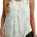 IWOLLENCE Womens Summer Tank Tops Sleeveless Chiffon Double Layers Blouse Loose Round Neck Casual Shirts (XL)