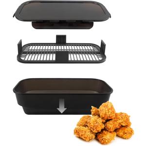 COOK WITH COLOR Collapsible Batter Bowl - Mess Free Breading Shaker Container - Great for Fried Fish, Fried Chicken, Onion Rings, Wings & More, Black